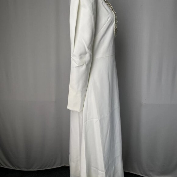 Miri New York Women’s Embellished Collar Midi Dress Size 2 Cream White - Picture 12 of 15